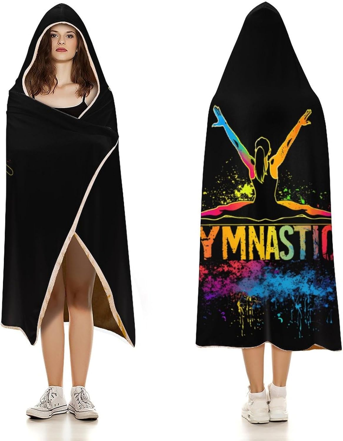 Gymnastics Gymnast Hooded Blanket Wearable Cloak Hoodies Throw Cape Wrap Poncho for Bed Sofa and Lounge Chair