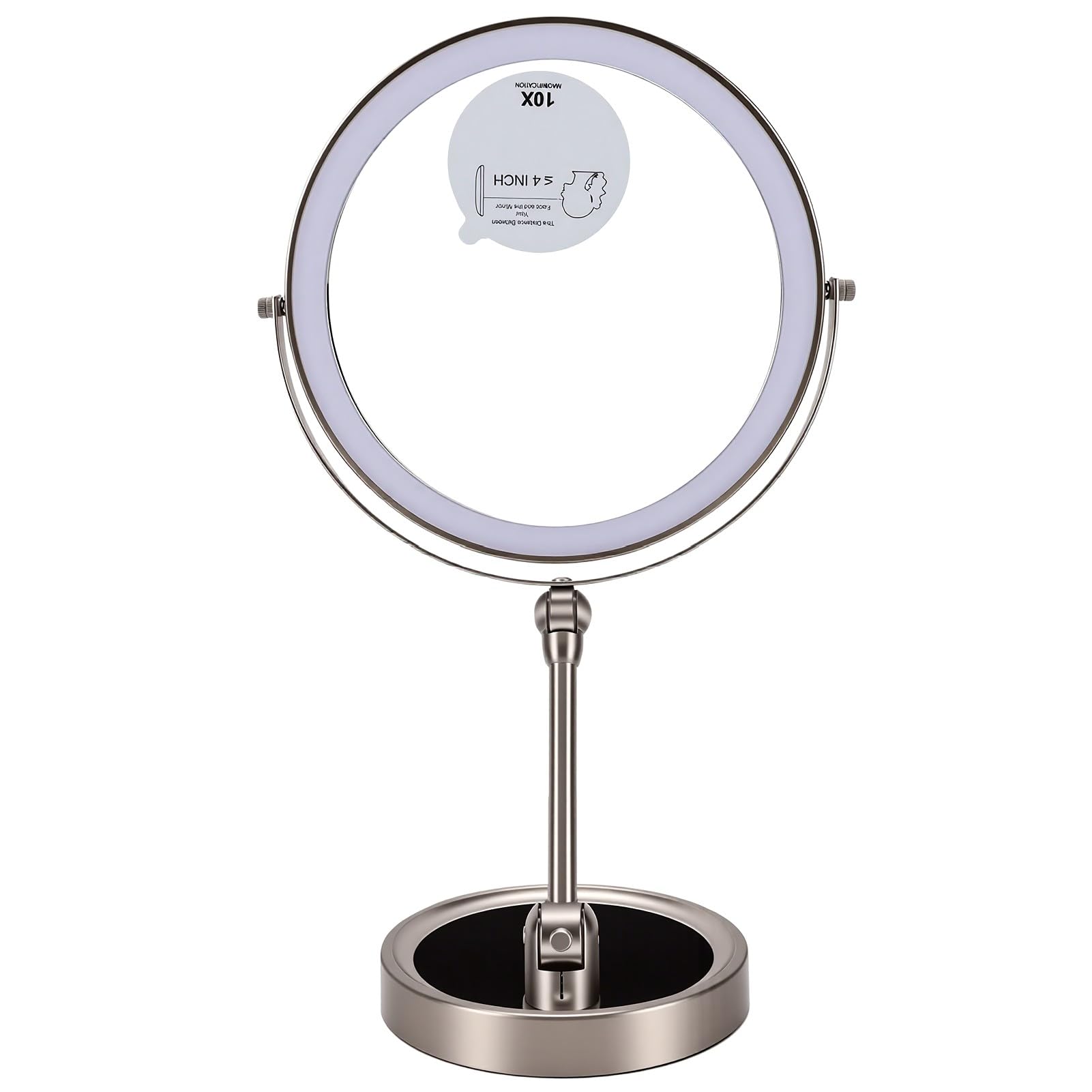 Tisch-Schminkspiegel, 9 Zoll, 1-fach/10-fach Wiederaufladbar, Beleuchtet (9 Zoll)