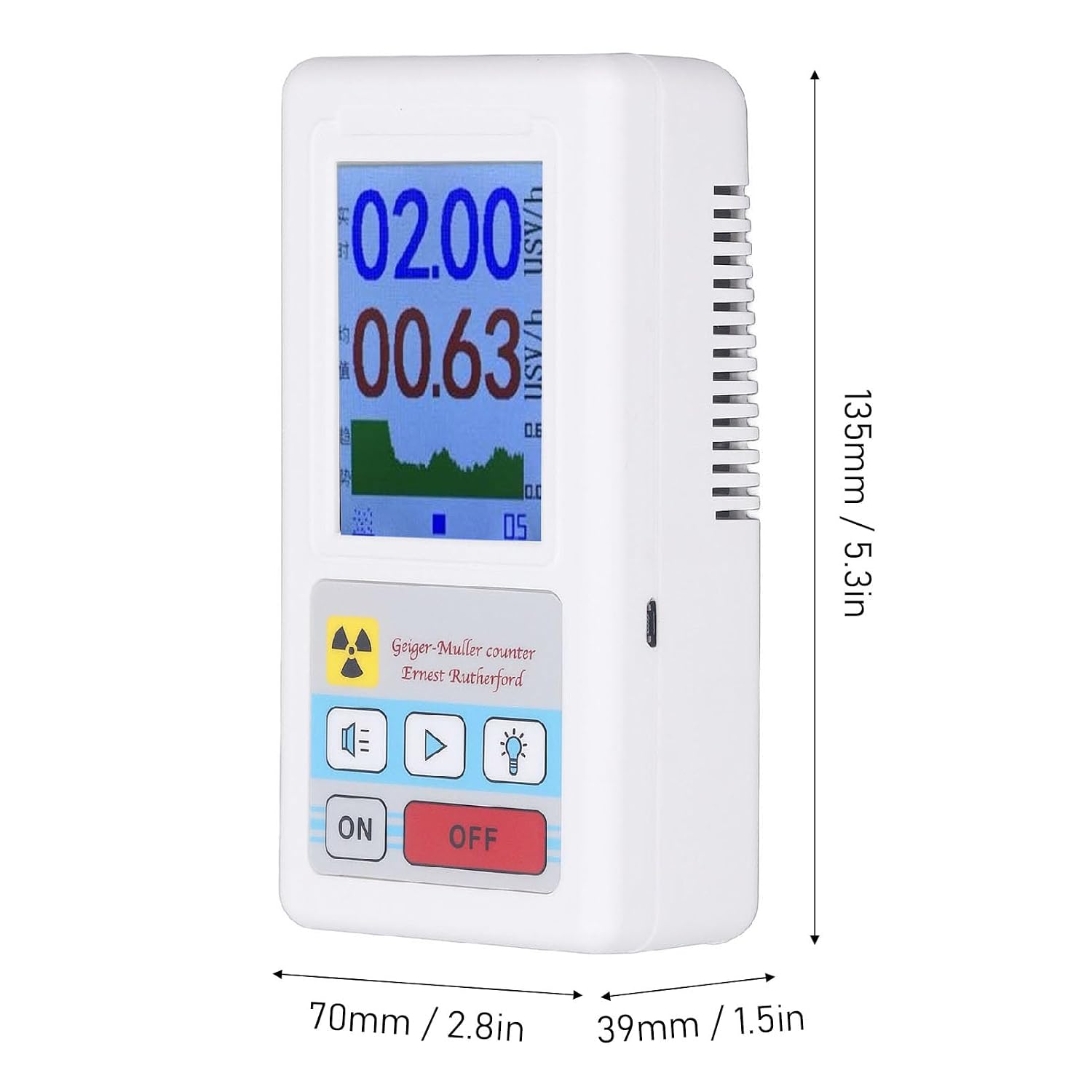 BR 6 Geiger Counter, Nuclear Radiation Detector,ABS Material Monitor Tool, Outdoor, Industry, Laboratories, Detects Multiple Ionizing Radiation Types and Doses, No Battery Included