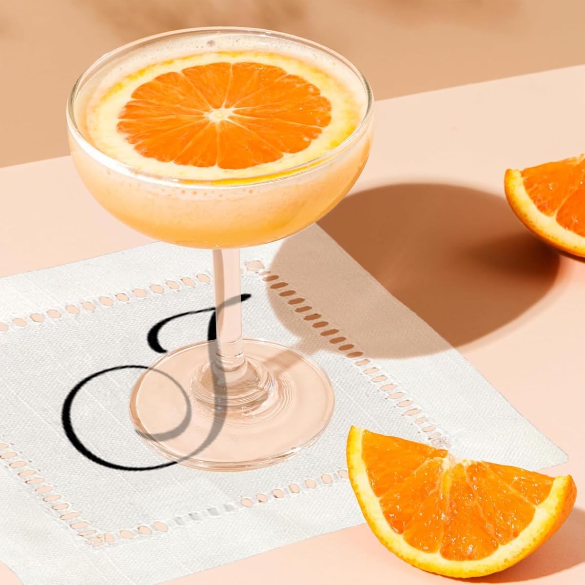 Jolitee Decorative Hemstitch Cocktail Napkins with Printed Initials J – 6"x6" Linen-Like Washable Fabric – Handmade Cloth Napkins for Entertaining, Parties, and Everyday Use