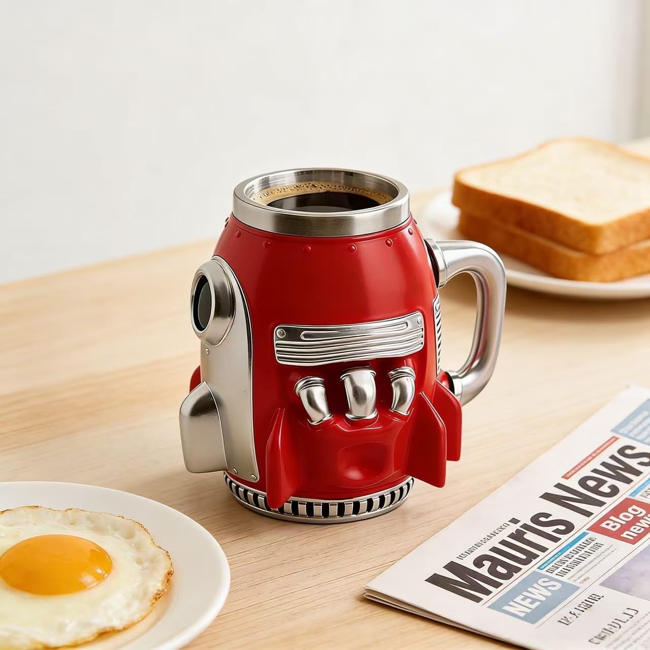 3D Retro Stainless Steel Rocket Coffee Mug, Tea Cup, Milk Cup, Water Mug – The best Valentine's Day gift for mechanics, dads, husbands, and rocket enthusiasts.