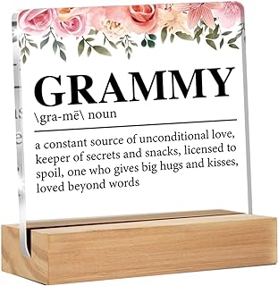 Grammy Gifts From Granddaughter Grandson, Gifts for Grandma Birthday Christmas Mother's Day, Grammy Definition Clear Acrylic Desk Decorative Sign for Home Bedroom Decor, 4 x 4 Inches