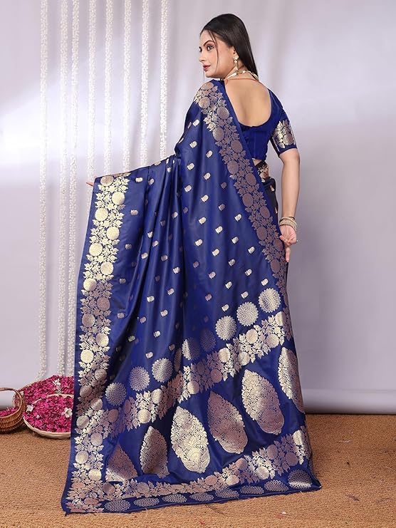 Womens Kanjivaram Banarasi Silk Saree Patola saree with Unstitched blouse piece