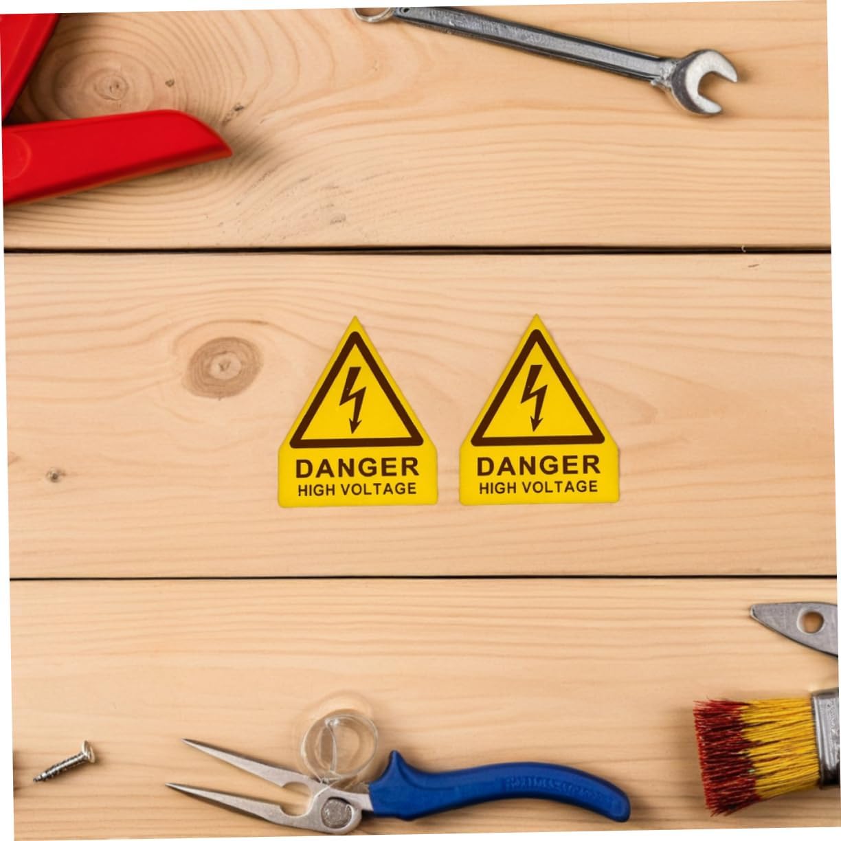 Ciieeo 10pcs High Voltage Caution Signs Electric Stickers for Safety Industrial Use