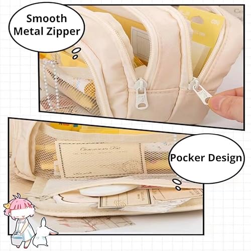 Miniatura 6 de Estuche para lápices de gran capacidad, 3 compartimentos, bolsa grande para lápices, estuche para lápices, organizador de almacenamiento simple,