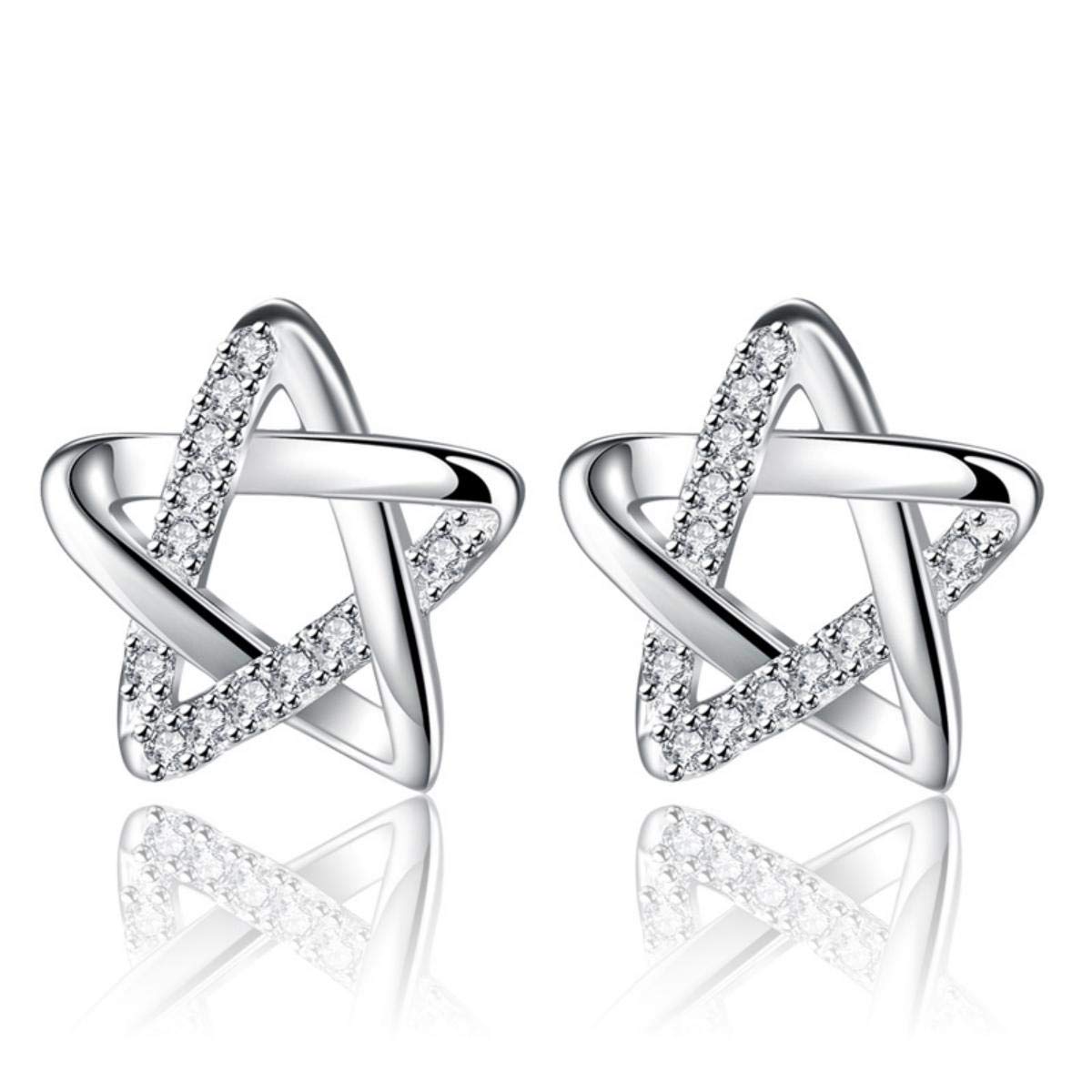 MYKI Girly Star Shape Silver Zircon Earrings For Women & Girls (B08ZCFXNX8) Amazon Price History, Amazon Price Tracker