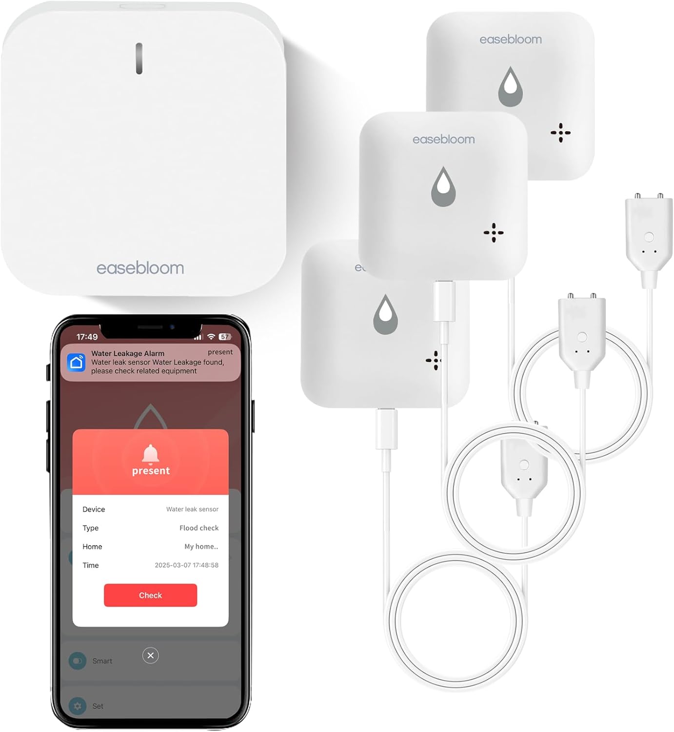 Water Leak & Level Detector 2-in-1 (3 Pack) - 90dB Alarm with Instant App Alerts, IP66 Waterproof, Water Leak Detector for Home with 1m (3.28ft) Sensing Cable(Support 2.4G)