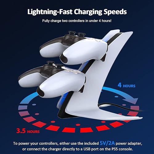 Miniatura 2 de NexiGo PS5 DualSense - Cargador de controlador de edición especial estación de carga inalámbrica con puertos USB C duales base de carga rápida USB