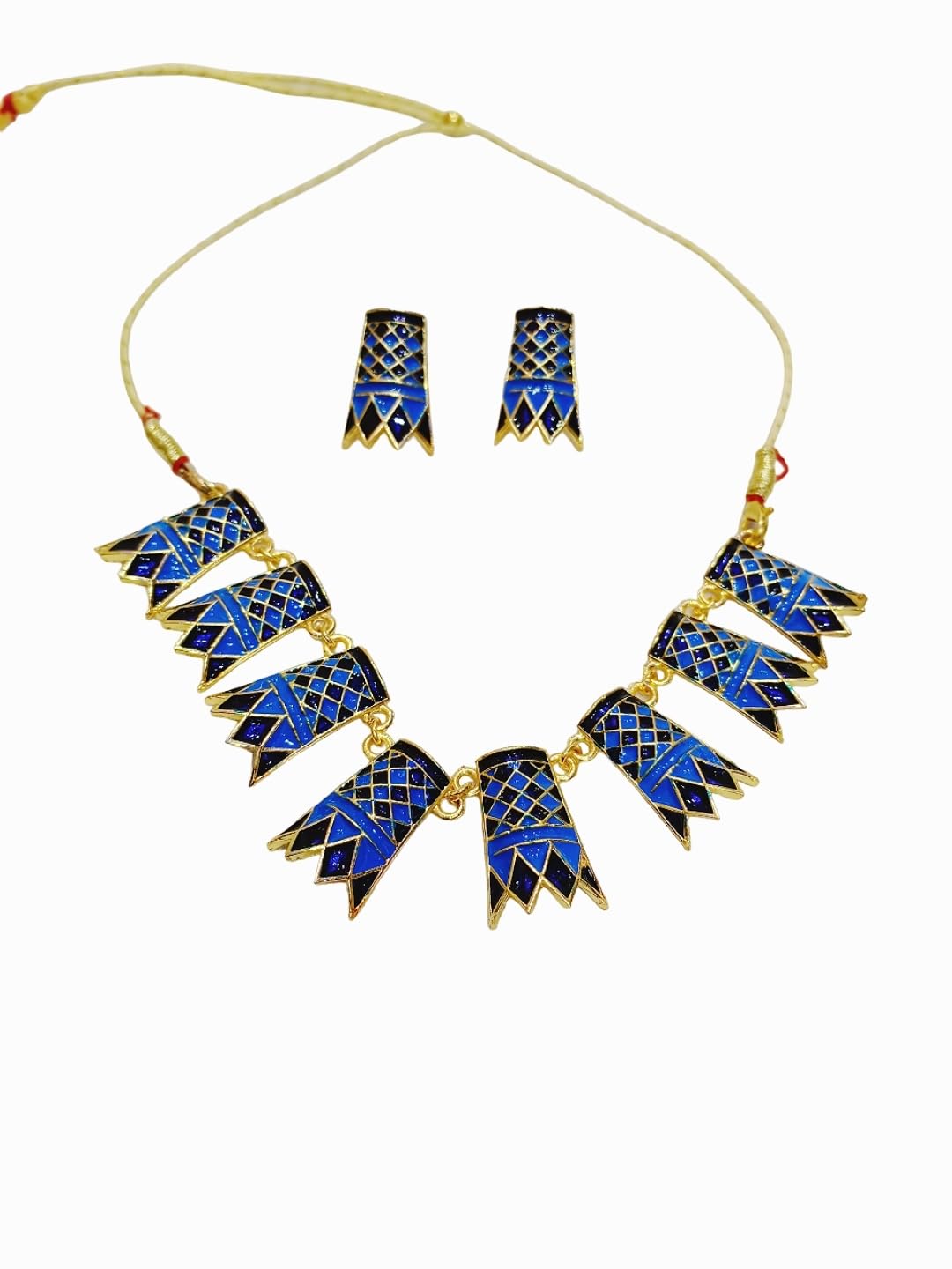 Daneen Jewellery Brass, Copper Gold-Plated Assamese Traditional Blue, Jewellery Set | Axomia Gohona Set for Women & Girls (Pack of 1) (B0C7LF62GJ) Amazon Price History, Amazon Price Tracker