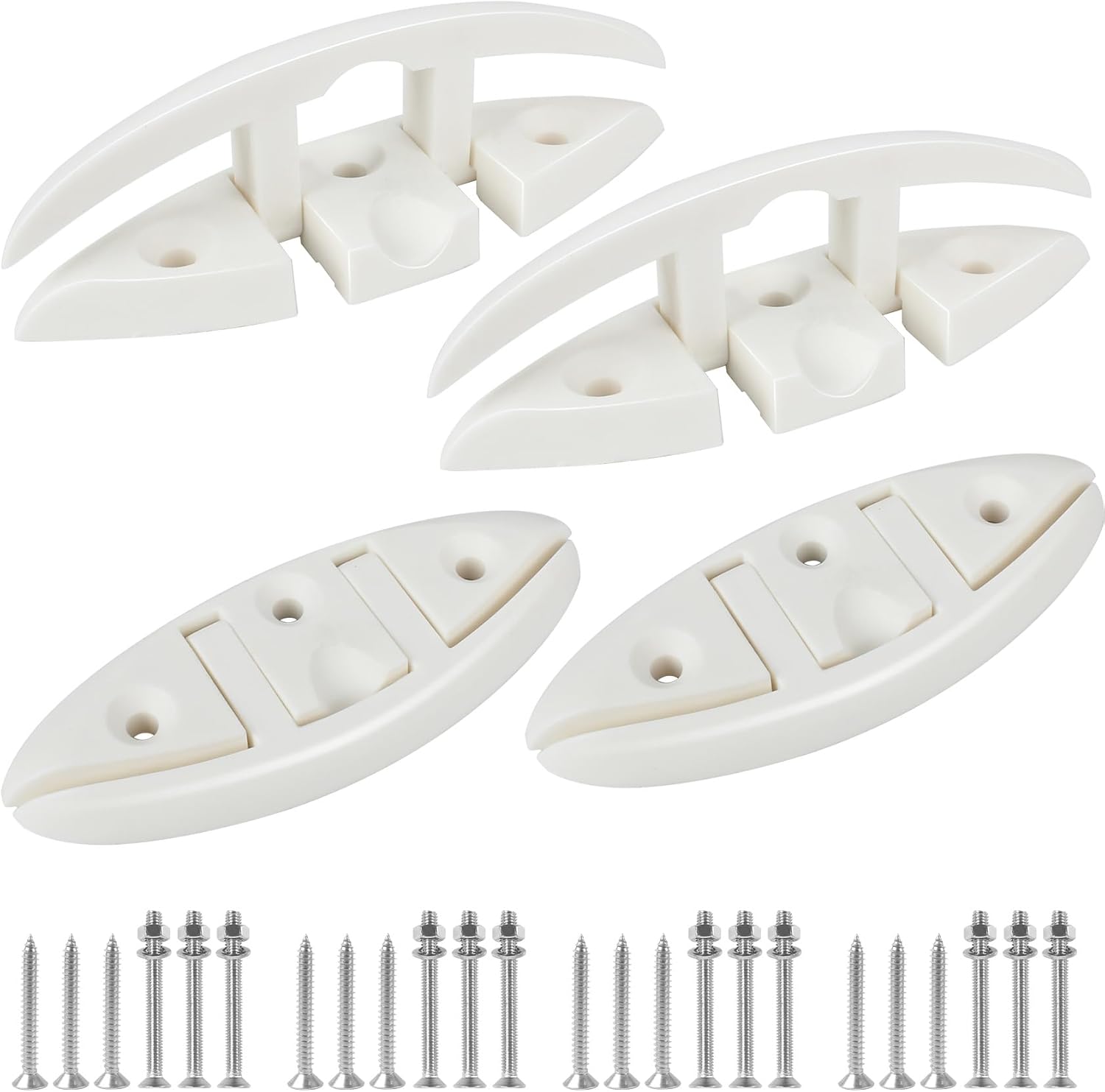 ORLANG 5 Inch Nylon Folding Boat Cleat 4 Pack,Marine Grade Boat Dock Cleats with Bolts and Screws, Flip Up Dock Cleat Rope Cleats for Deck, Motorboat and Kayak (Black/White)