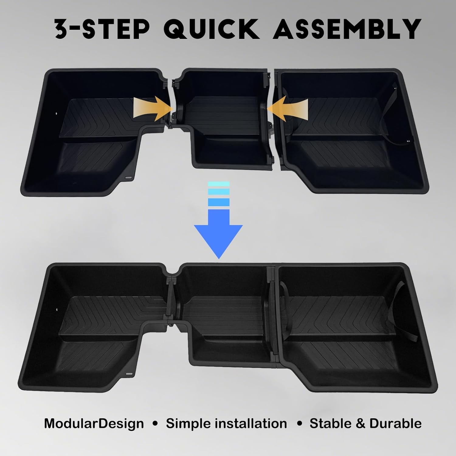 Vesul Under Seat Storage Compatible with 2019-2025 Dodge Ram 1500 Crew Cab Heavy-Duty Truck Under Back Seat Organizer Box with Detachable Portable Organizer Black