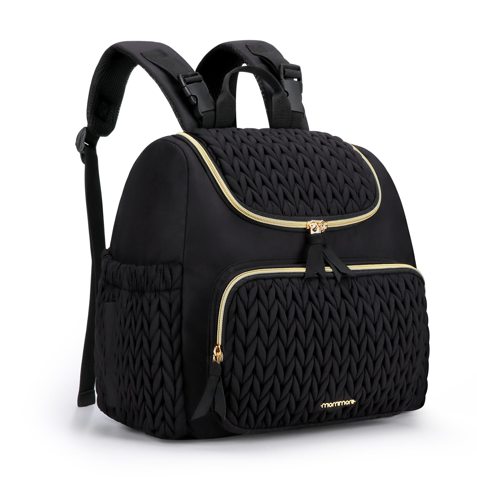 mommore Wickeltasche, kleiner Wickelrucksack, stylischer Baby-Reiserucksack mit isolierten Fächern, Wickelunterlage und Kinderwagenbefestigungen