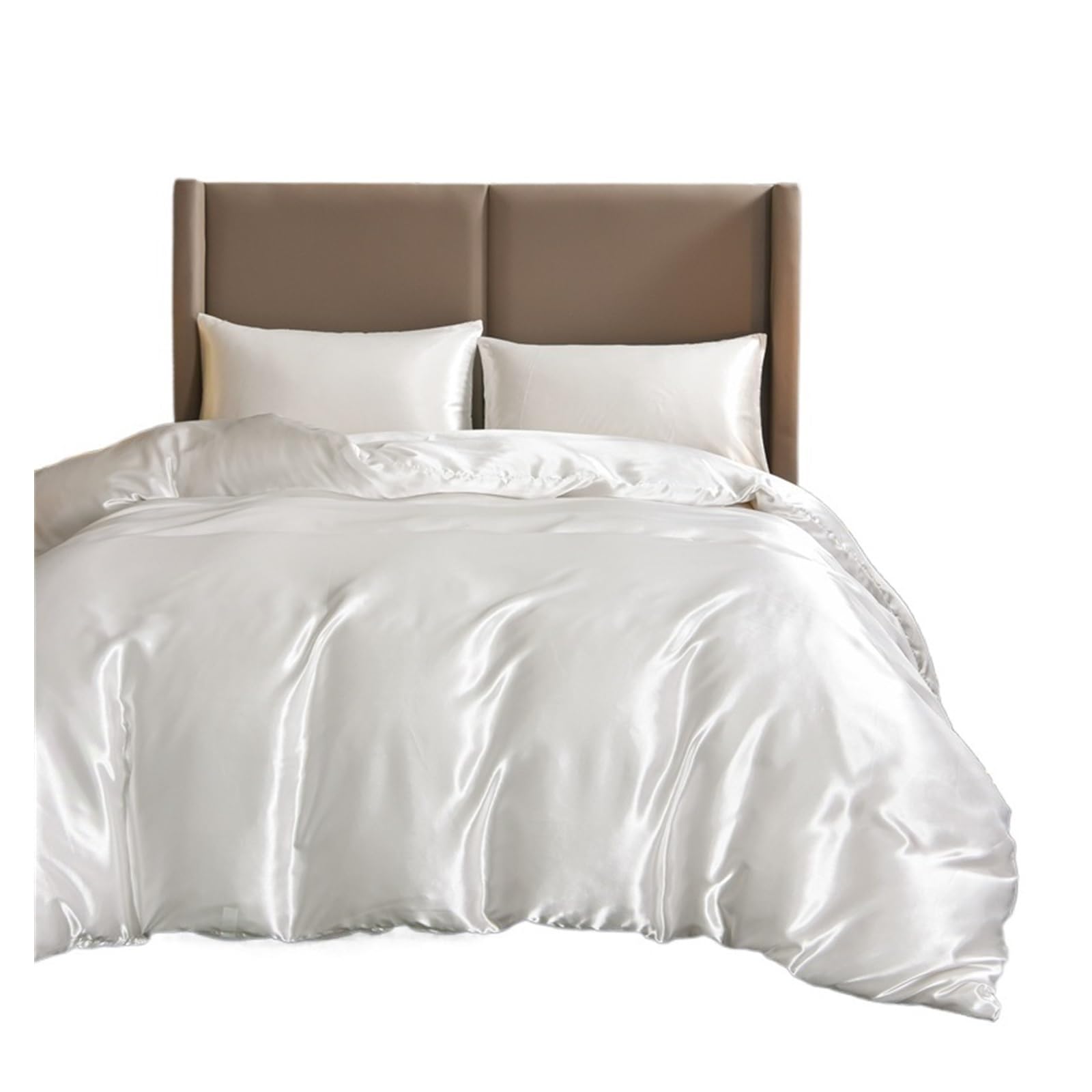 Housse de couette en satin blanc 230x220 cm pour un lit double digne d'un grand hôtel