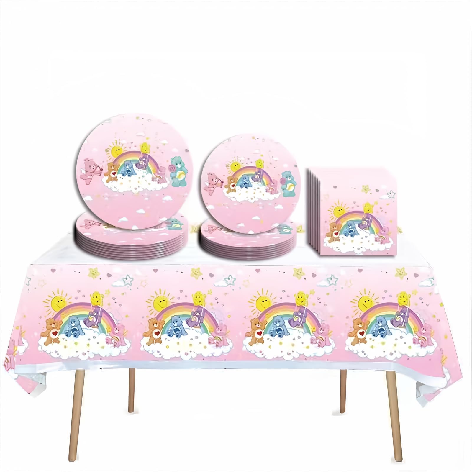 MZHICH41 pcs care cute bear Themed Party Supplies, 20 Plates, 20 Napkins and 1 Tablecloth,care cute bear Birthday Party Decorations for Boys and Girls