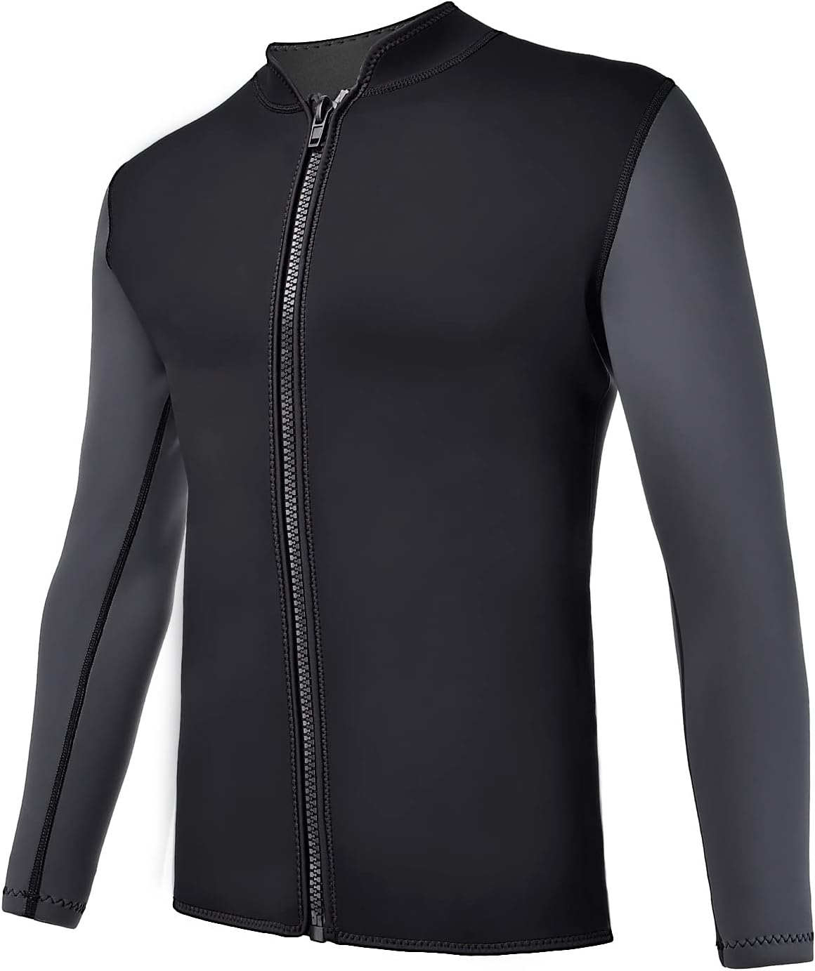 Wetsuits Top Jacket Vest Mens Women 2mm Neoprene Long Sleeve/3mm Sleeveless Shirt Front Zip Sports XSPAN for Scuba Diving Surf Swimming Snorkel Suit (2mm Wetsuit Top Men/Black, XXL)