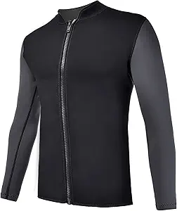 REALON Wetsuits Top Jacket Women Men 2mm Neoprene Long Sleeve Shirt 3mm Front Zipper Vest Wet Suit Keep Warm for Adult Youth Kids Diving Surf Swim Water Sports