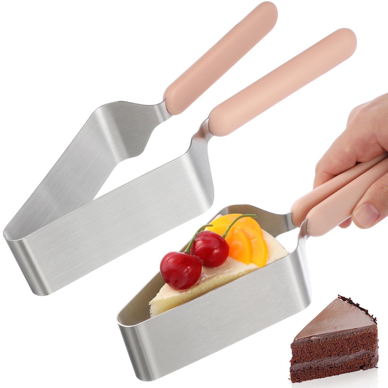 iplusmile 2Pcs Cake Cutter Slicer for Wedding Birthday Baking Party - Stainless Steel Pie Cutter and Server Tool, Adjustable Cheese Cake Divider Separator with Double Non-Slip Handle