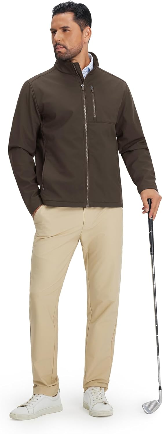 M MAELREG Men's Lightweight Softshell Jacket Fleece Lined Water Resistant Golf Windbreaker Winter Outdoor Hiking Warm Jacket - Image 5