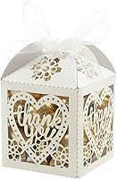 Vista 6 de COTOPHER Cajas cortadas con láser, 100 cajas de regalo de agradecimiento, cajas de regalo de boda, cajas de dulces de encaje para bodas, despedidas
