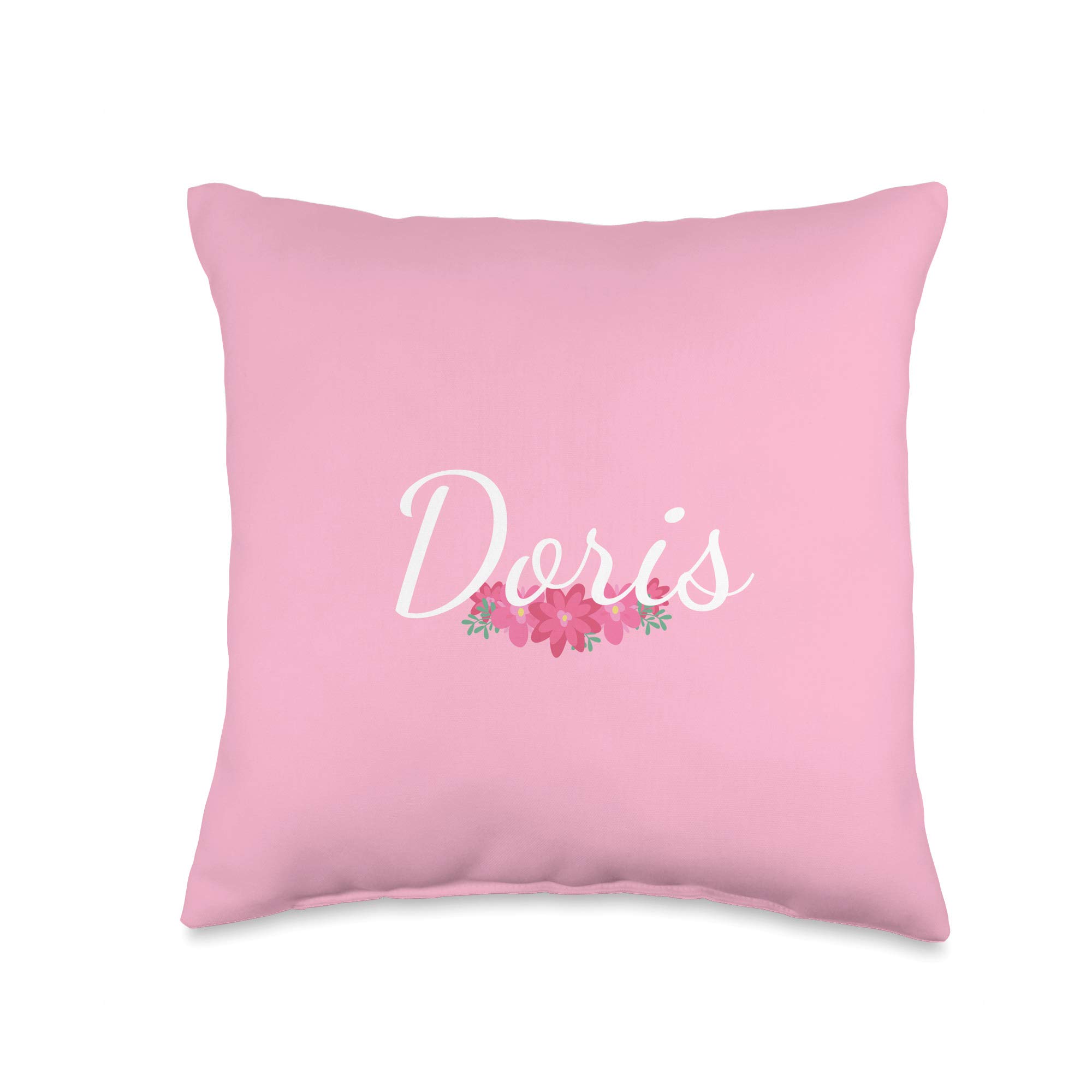 Custom Doris Gifts & Designs for GirlsCustom Doris Gift Personalized Name Flowers Floral Pink Throw Pillow, 16x16, Multicolor