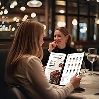 Vista 6 de Paquete de 12 fundas de menú estilo café, bordes duraderos de doble costura, protección de vinilo transparente, diseño de fácil inserción