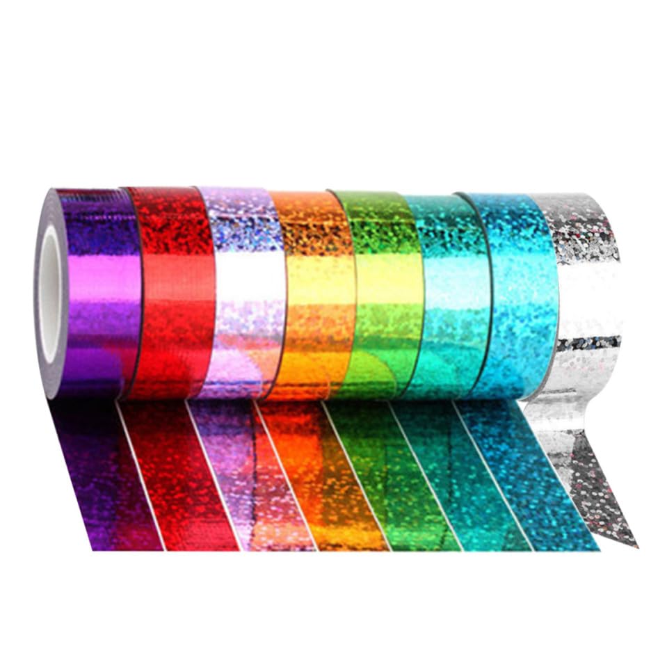 Cinta adhesiva de tela brillante pack de 8 rollos de colores aleatorios para manualidades