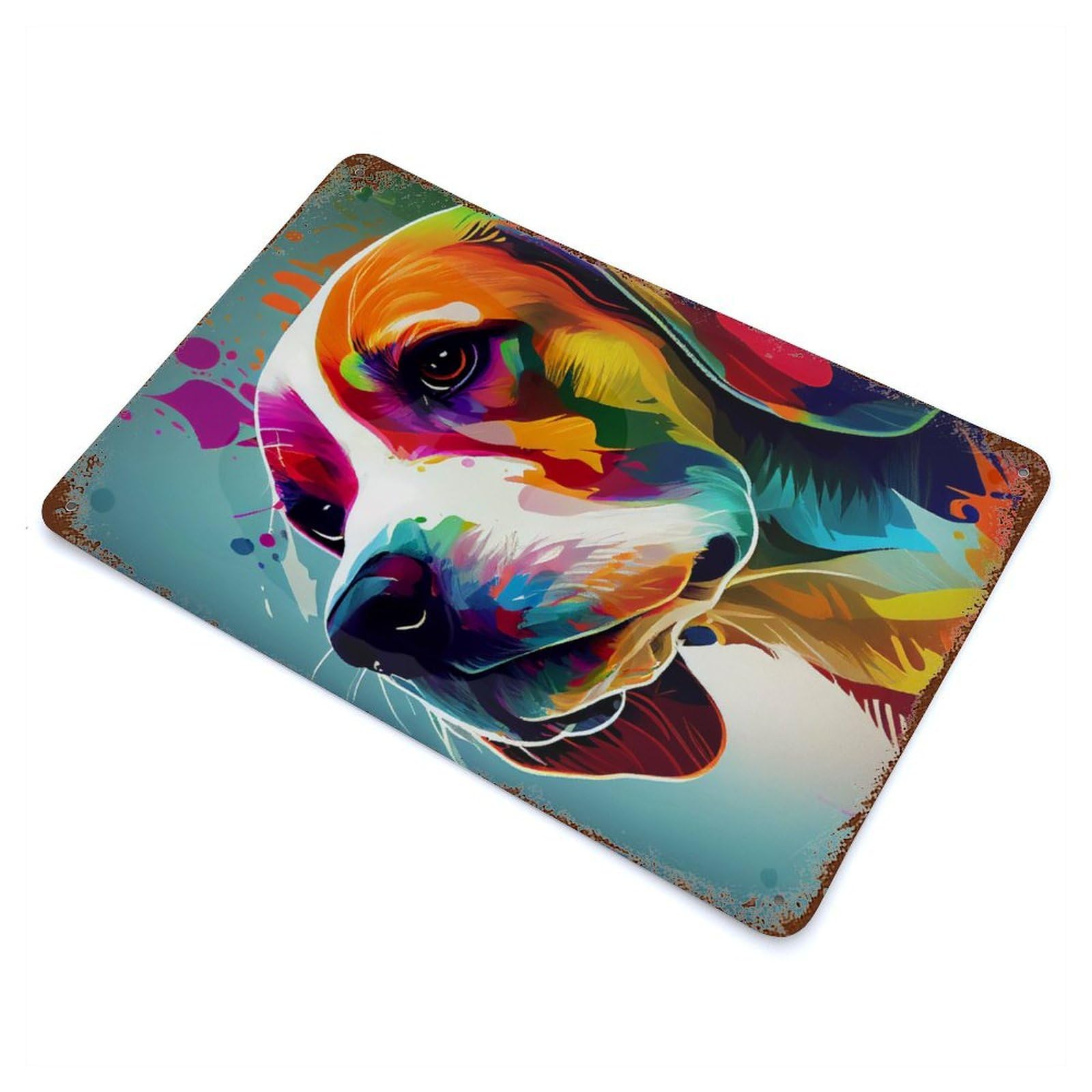 Beagle Colorful Rusty Metal Tin Sign 11.8"x7.9", Farmhouse Wall Decor for Farmhouse, Kitchen And Entryway Decor