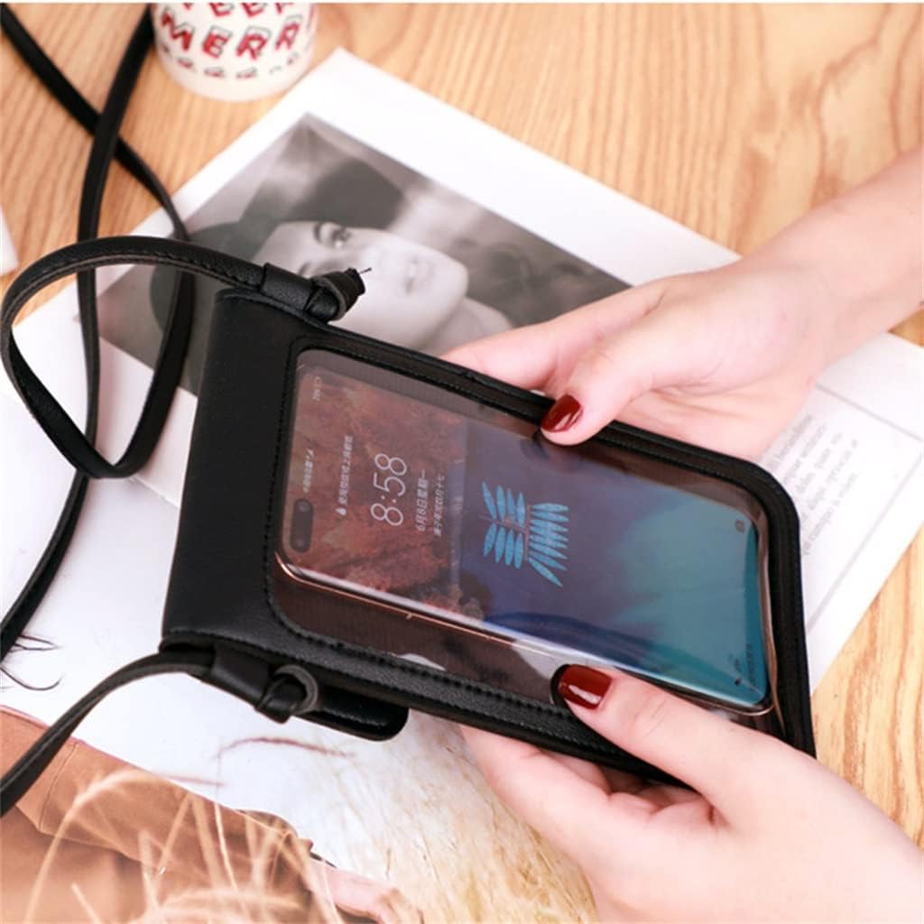 Women Outdoor Pocket Wallet Crossbody Bag Heart Shaped Decorative Mobile Phone Screen Touch