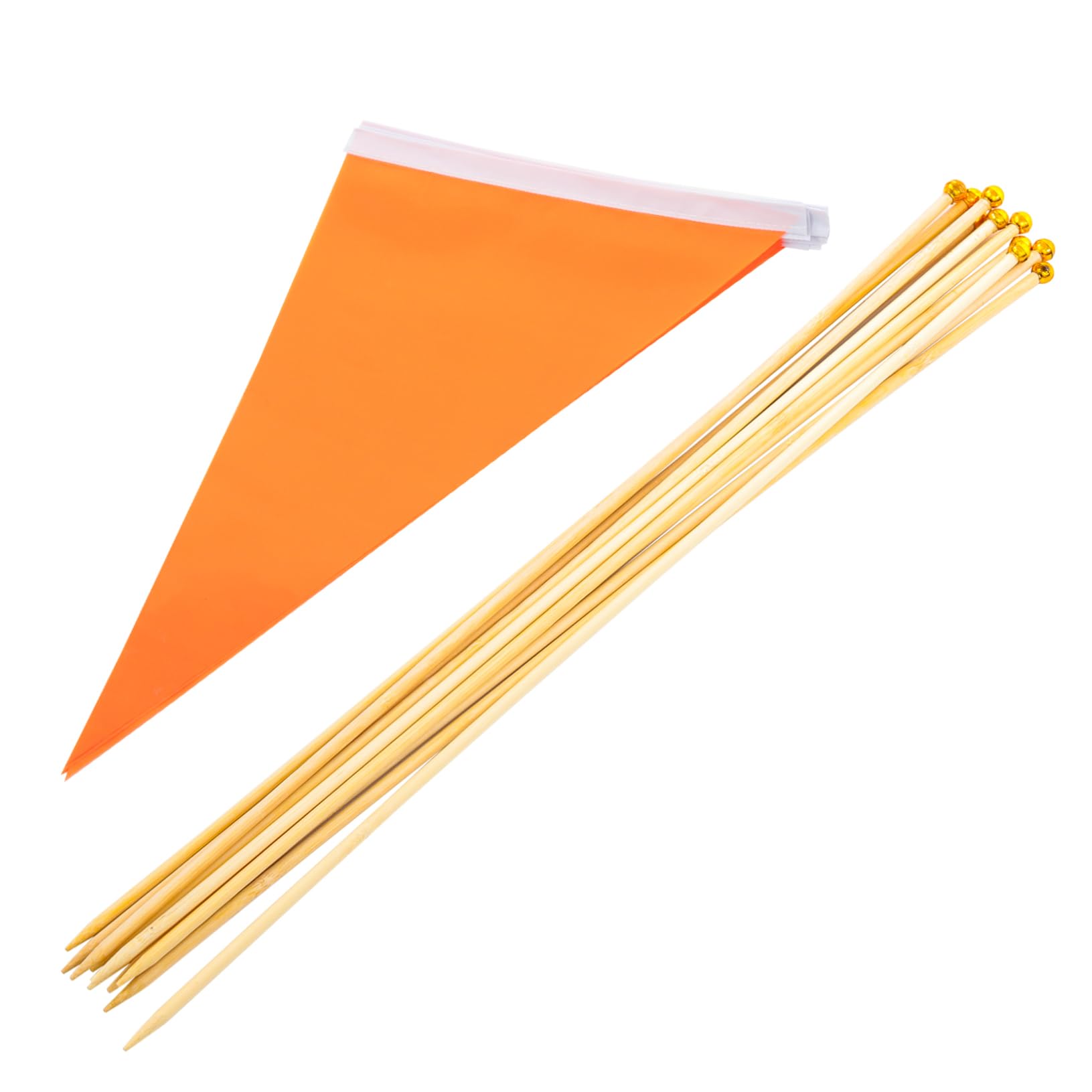 Drapeaux de marquage utilitaire jaune et orange en bambou pour aménagement de pelouse (30 pièces)