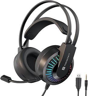 Portronics RAVN Premium Wired Over Ear Gaming Headphone with Boom Mic, Soft Head Support, RGB LED Lights, 40mm Dynamic Dri... Price In India