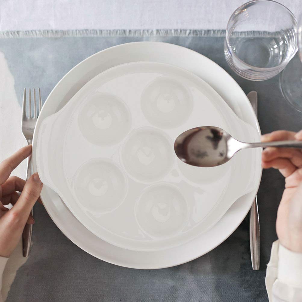 YARNOW, 2 pezzi in ceramica per lumache, 6 fori, ciotola per lumache e abalone, padella per lumache, piatto per hotel, ristorante