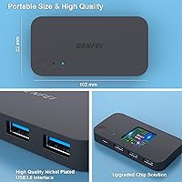 Vista 7 de Interruptor USB 3.0, Conmutador USB 2 Computadoras Comparten 3*USB 3.0 y 1*USB C con Control Remoto para PC Ratón Teclado Impresora Escáner