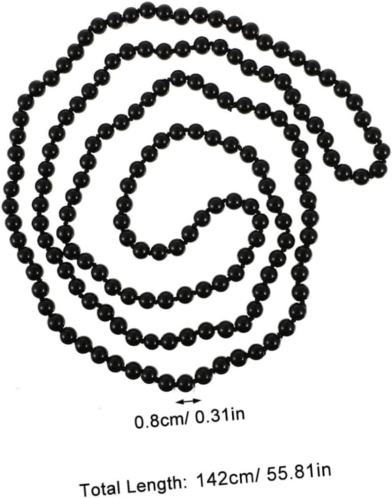 GALPADA 2 Pcs Long Pearl Necklaces Faux Pearl Strand Sweater Chains for Women, 142cm Black Costume Jewelry Dress Necklaces, Layered Pendant Design