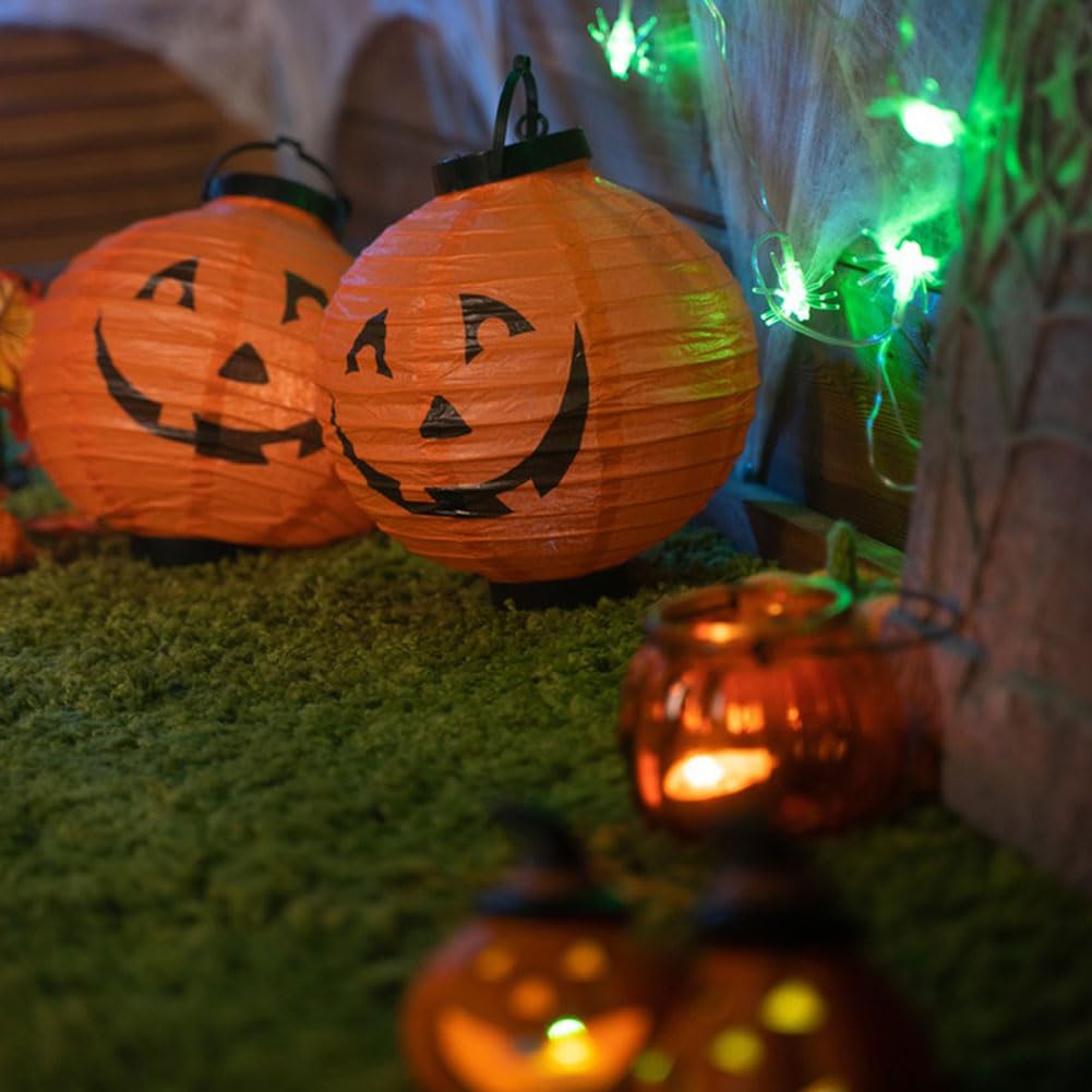 Citrouille - Halloween Led Lanterne Crâne Araignée Citrouille Lumière,Lanterne Décorative À