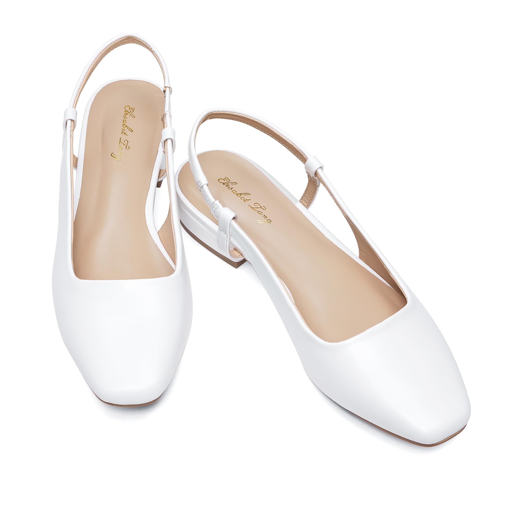 Zhabtuc Ballerine con Cinturino Donna Piede Chiuso Quadrato Tacco 1 Pollice Scarpe Slip-on per Lavoro Festa Matrimonio Prom Casual Eleganti Comode