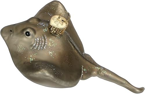 Miniatura 3 de Old World Christmas - Adornos Adornos de cristal soplado para árbol de Navidad, diseño de animales marinos y acuáticos, Vidrio, gris, 5"