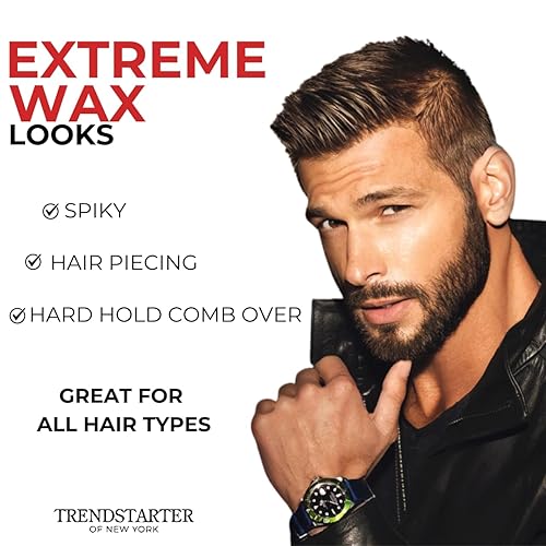 Miniatura 4 de TRENDSTARTER - Cera extrema (4 onzas) (2 unidades) - Fuerte fijación - Acabado mate - Productos para el cabello para hombre - Base de agua premium -