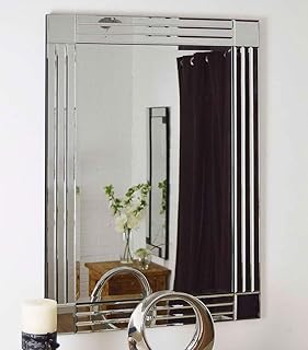 MirrorOutlet Design Moderno Argento Veneziano, con Bordi smussati, Specchio da Parete FT4 FT4 2 x 3 (70 cm x 100 cm)