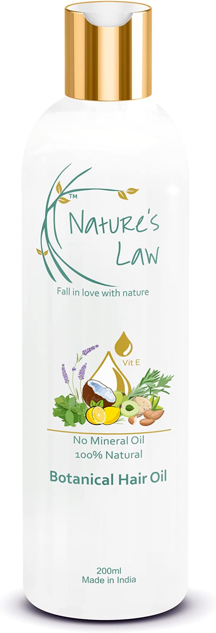Nature’s Law Botanical Hair Oil for Hair Growth & Hair Fall Control – With Bhringraj, Amla, Castor & Rosemary – Anti Dandruff & Regrowth Solution for Men & Women