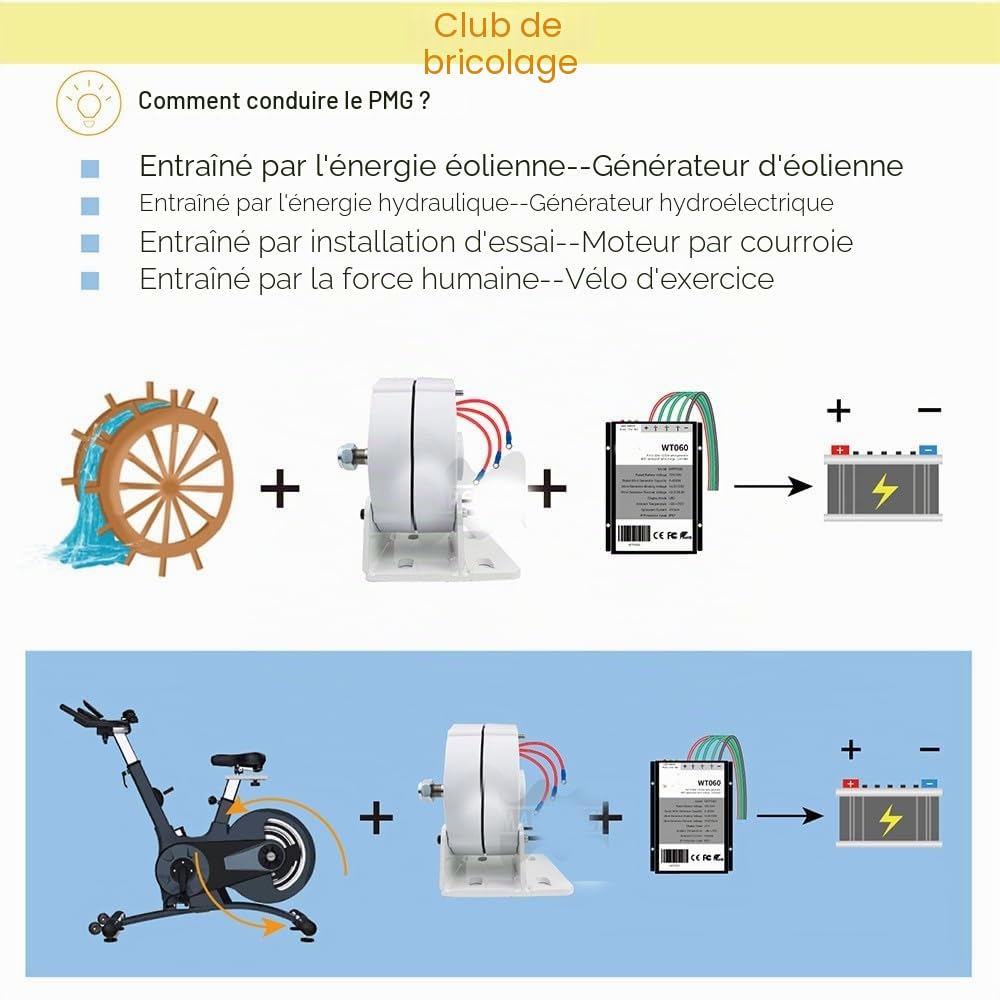 Générateur magnétique permanent 600 W 12 V, 24 V, 48 V, 750 tr/m, 3 phases, sans engrenage, générateur de courant alternatif, terre rare NdFeB, moteur électrique, éolienne, avec redresseur