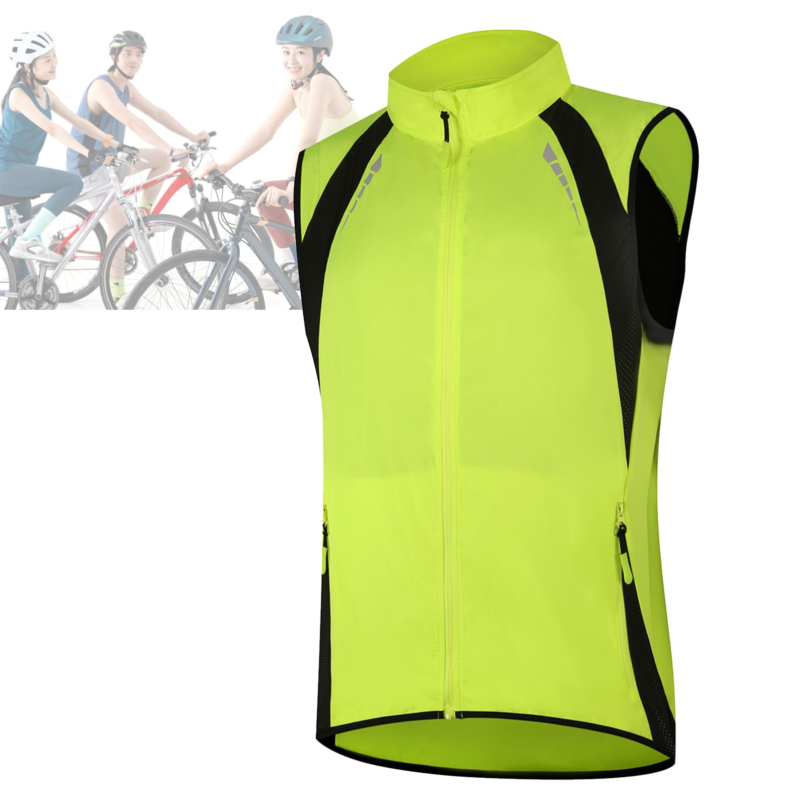 Chaleco Reflectante para Correr Chaleco de Alta Visibilidad para Ciclismo y Running con Bolsillos para Ciclismo, Running y Jogging, Fácil de Guardar,Green-XXL