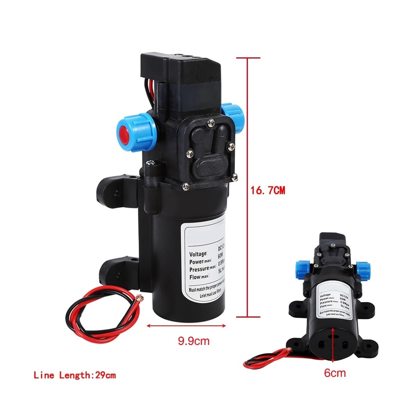 Industrial Water Pressure Diaphragm Pump DC12V High Voltage Self-priming Water Pump Use For Caravan Camping Boat