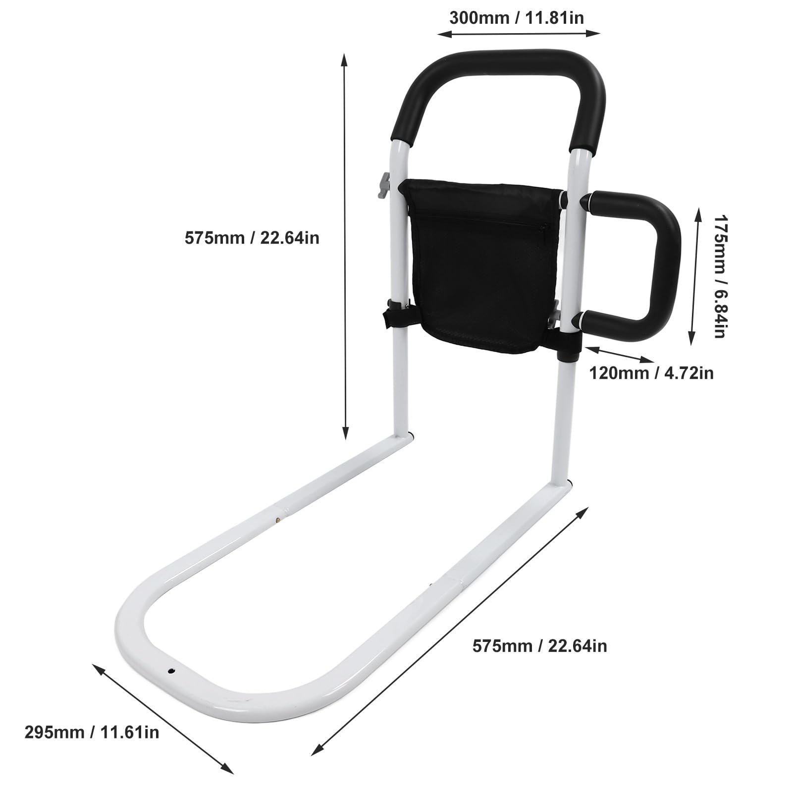 Yosoo Health Gear Bedside Support Dual Handle, 300lbs uard Against Falling Enamelled Handle for Hospital Bedroom Elderly Adults Easily Getting in and Out of Bed