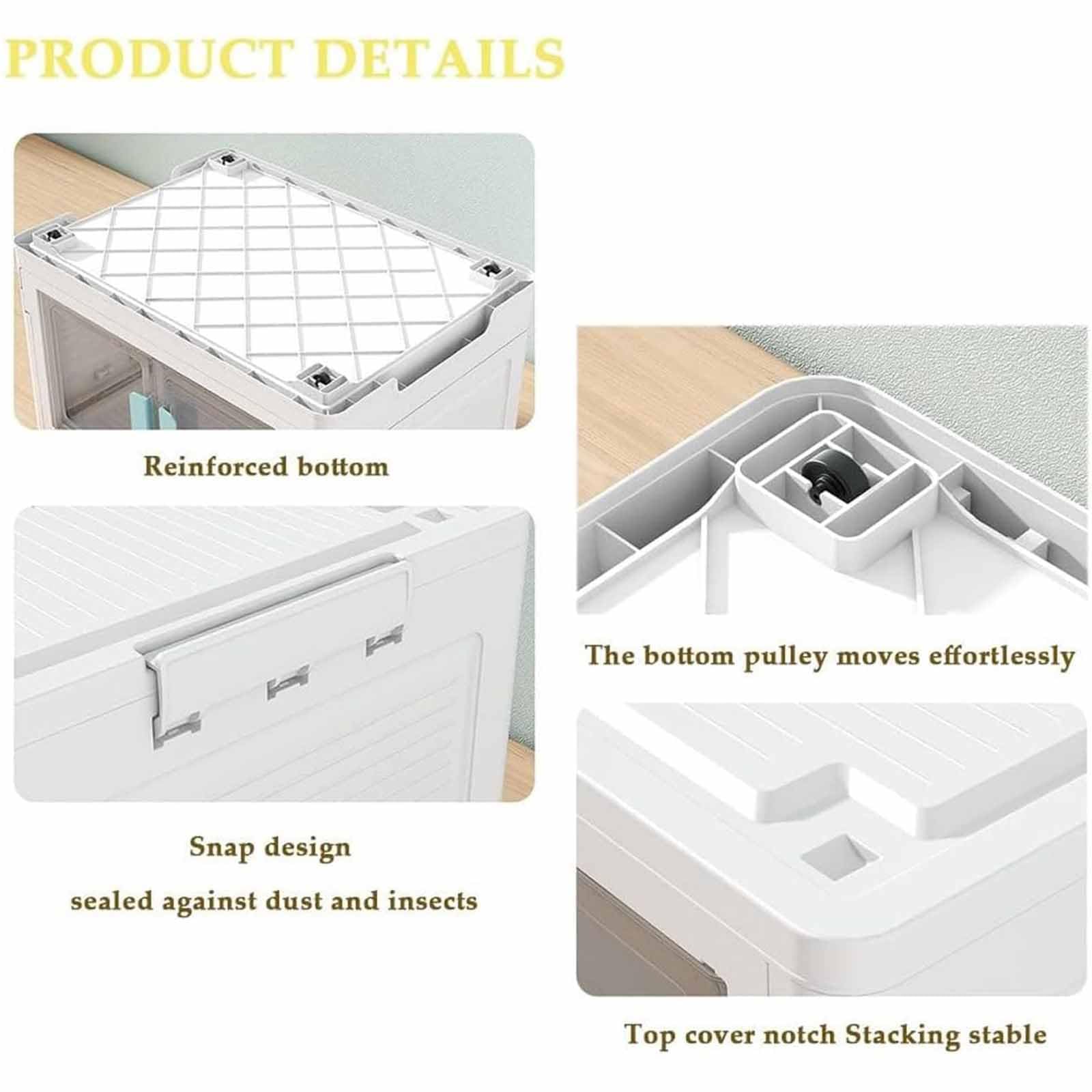 Caja de Almacenamiento con Tapas y Ruedas, Apertura Doble Transparente Cajas,Caja de Almacenamiento de plástico Plegable, para Salas de Estar dormitorios