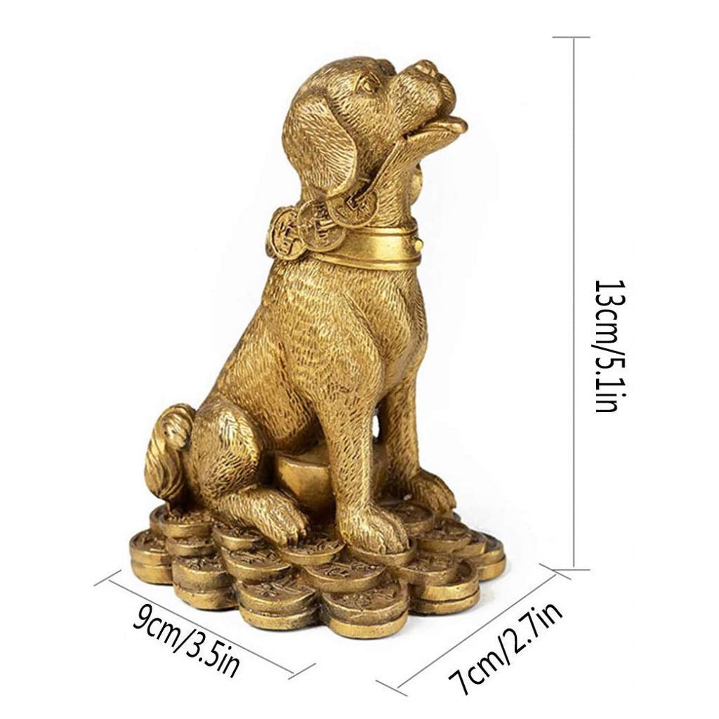 Chiński Feng Shui Mosiężna Dekoracja Psa Figurka Zodiakalna Figurka Rzeźba Zwierząt Rzeźba Stołowa Dekoracja Figurka Prezent Kolekcja