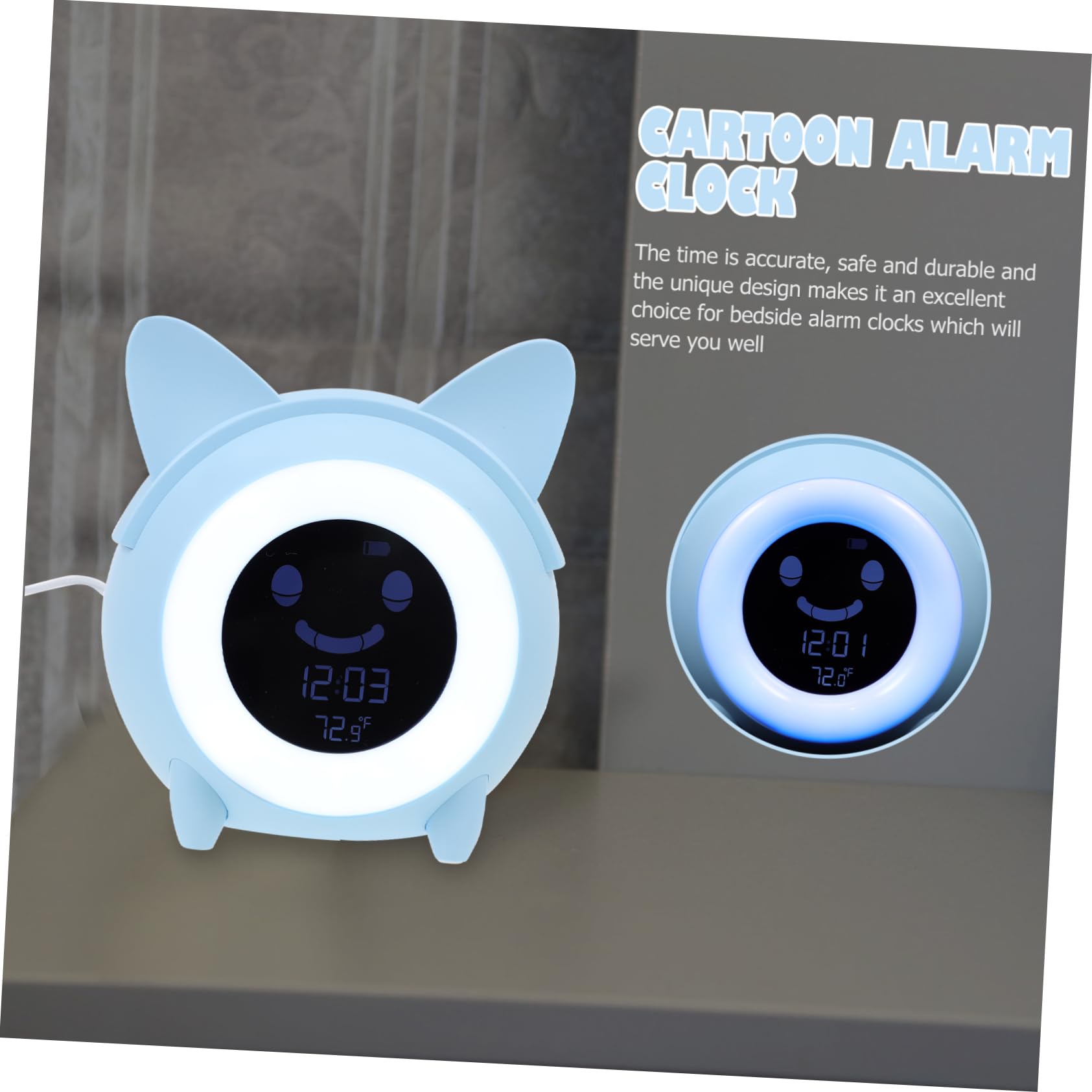 Cabilock Reloj Despertador Digital 1 Juego Niños Plástico Azul