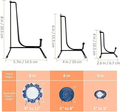 Miniatura 2 de Mocoosy Paquete de 6 soportes de placa antideslizantes mejorados de 3 tamaños para exhibición, 4 soportes de exhibición de 6 y 8 pulgadas, soporte