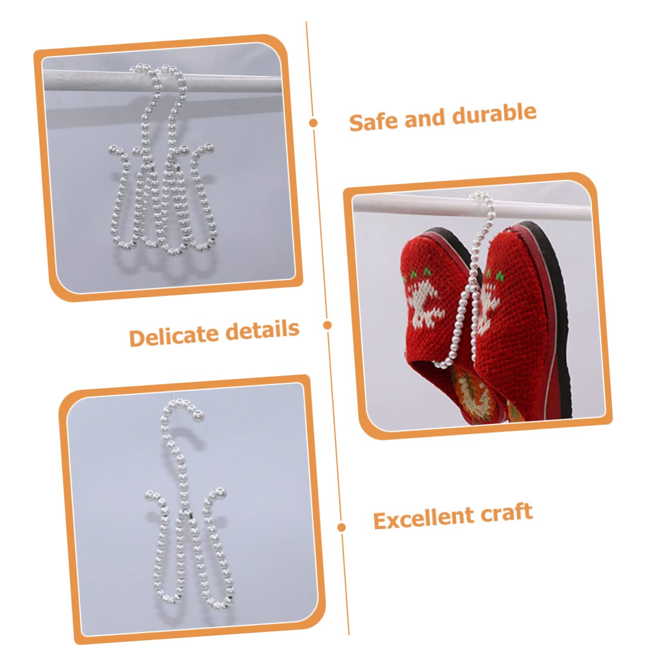 Ciieeo 2pcs Shoe Organizing Hanger with Dual Hooks Faux Pearl Beaded Design for Shoes Drying Portable and Lightweight for Home Hotel Travel Compatible with Sneakers Slippers Sandals