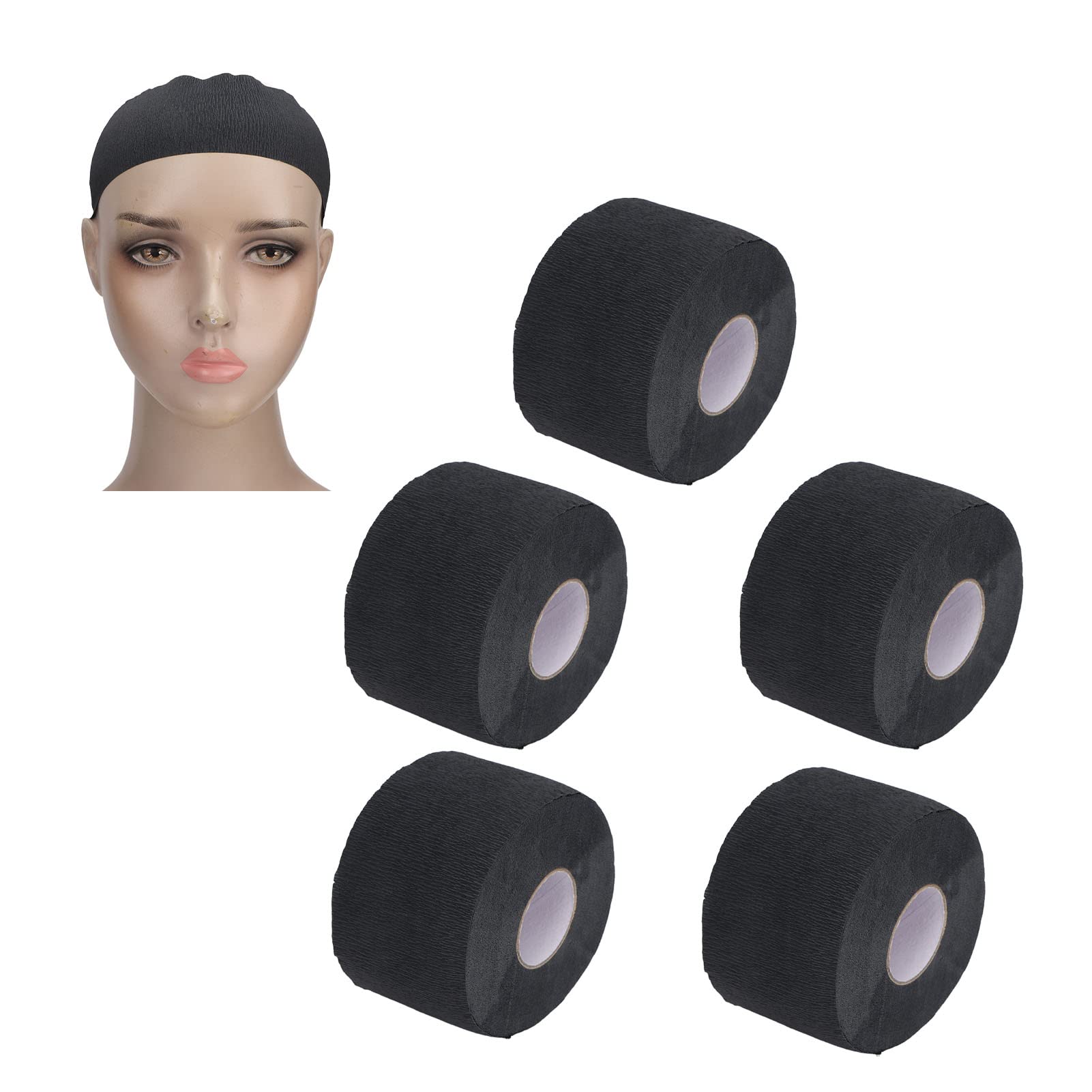 5 Rouleaux de Bandes de Cou de Barbier en Papier, Bande Extensible Auto-adhésive Jetable, Bandes Professionnelles Noires, Accessoires D'outils de Coiffure pour Salon de Coupe de
