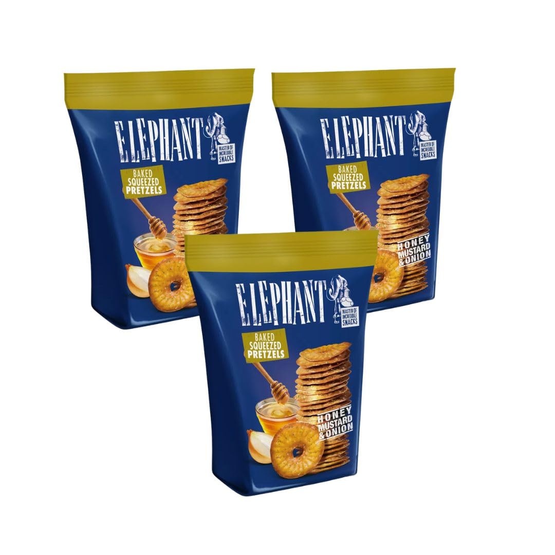 Juego de 3 Pretzels de Elefante, Mostaza, Cebolla y Safari Dulce y Picante